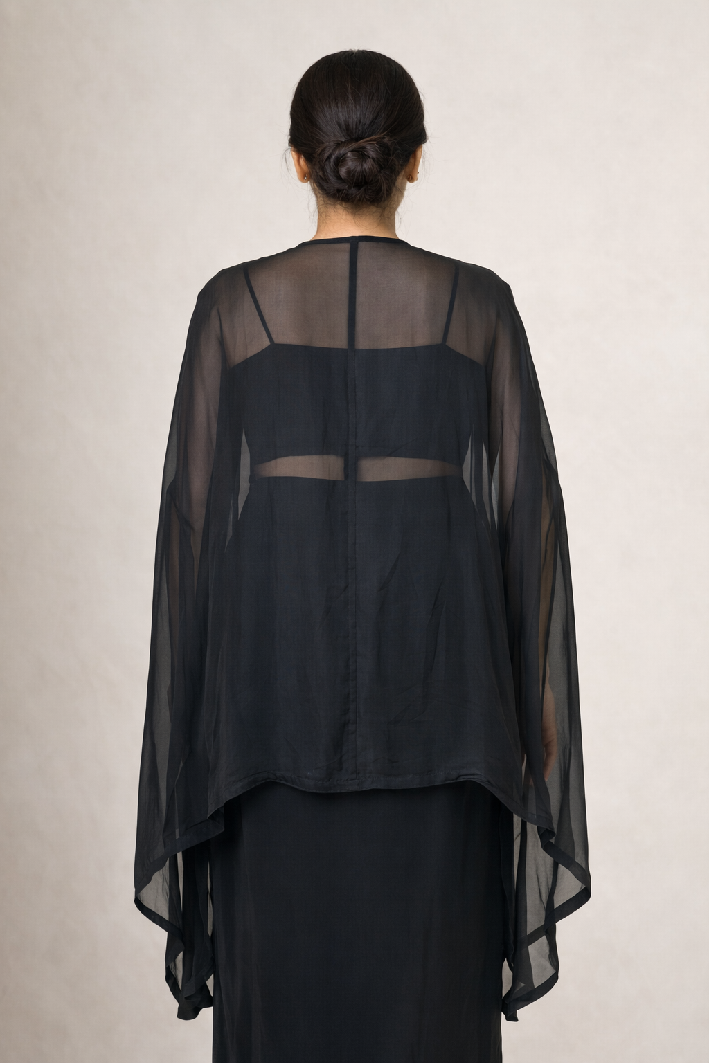 Black Hand Embroidered Cape Set – Elegant Evening Indian Fusion Wear