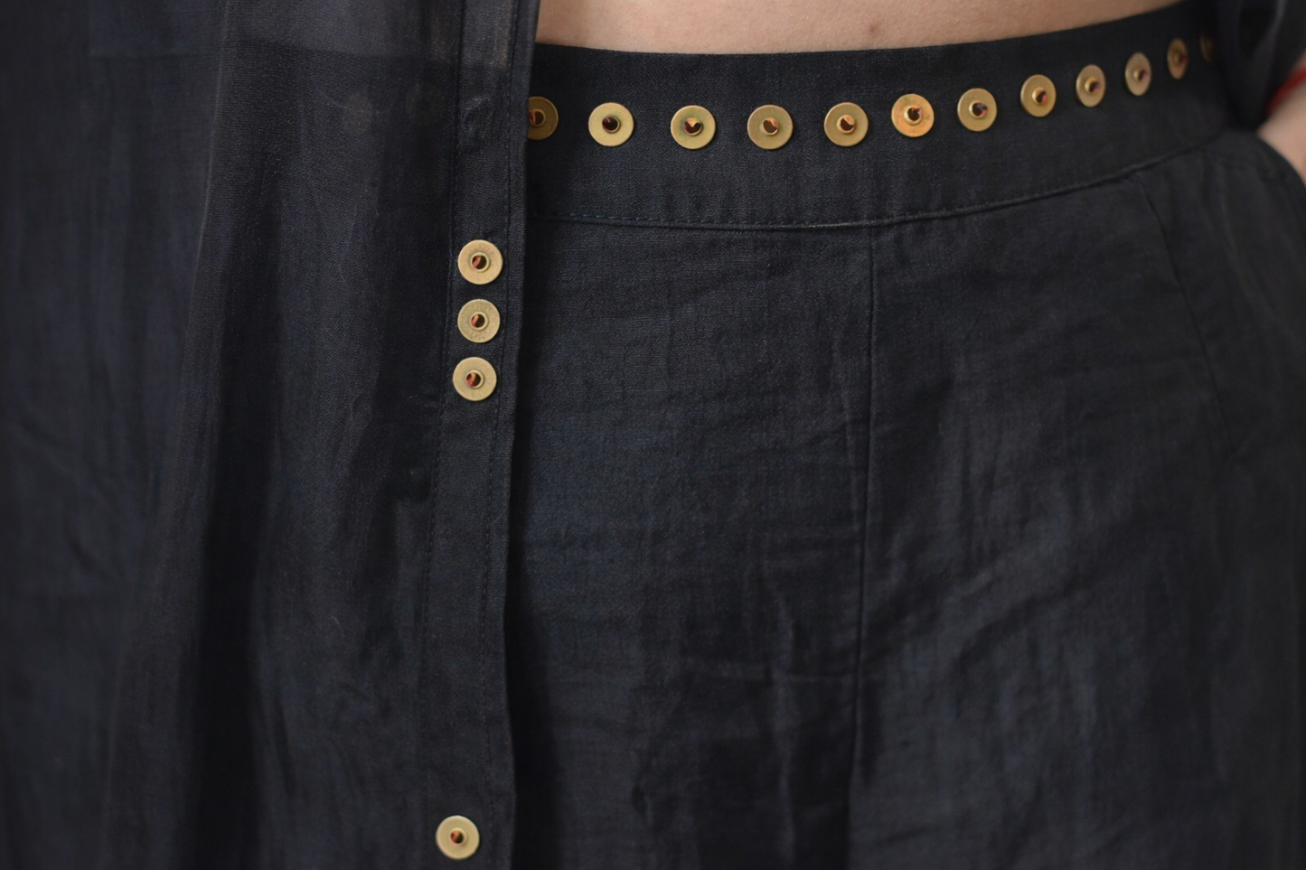 Black Embroidered Tissue Blouse & Georgette Cape and Bottom