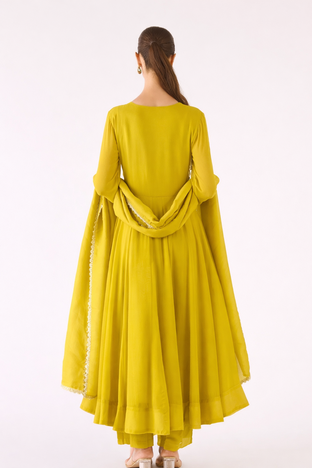 Lime Green Embroidered Anarkali Set with Dupatta