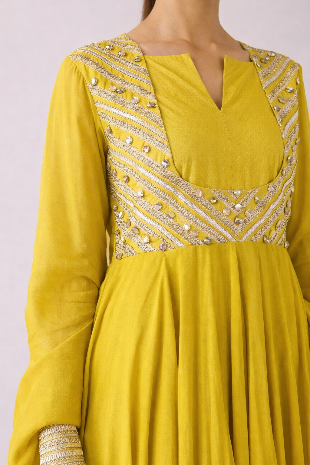 Lime Green Embroidered Anarkali Set with Dupatta