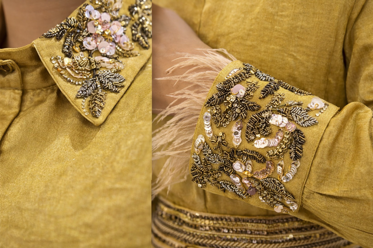 Aurelia Gold Embroidered Shirt & Draped Skirt